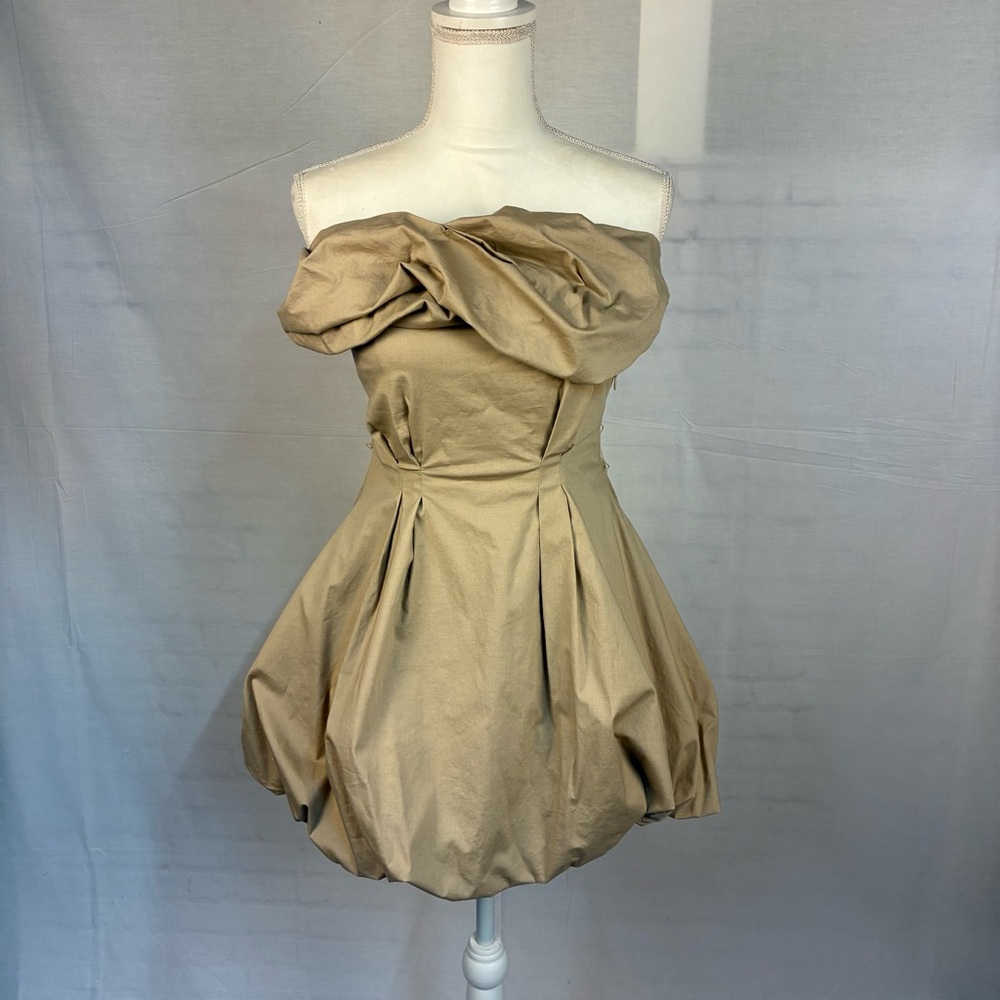 Eureka by Babylon Golden Flounce Strapless Bubble Mini Dress 42